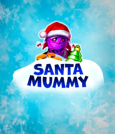 Discover the quirky "Santa Mummy" slot game by Belatra, showcasing a mummified Santa dressed in festive holiday attire. This colorful image presents the mummy with a bright purple hue, wearing a Santa hat, amid snowy blue and icy snowflakes. The game's title, "Santa Mummy," is clearly shown in large, icy blue letters.